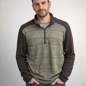 Smartwool Merino 250 Quarter Zip Men's Medium Brown Green Long Sleeve Base Layer